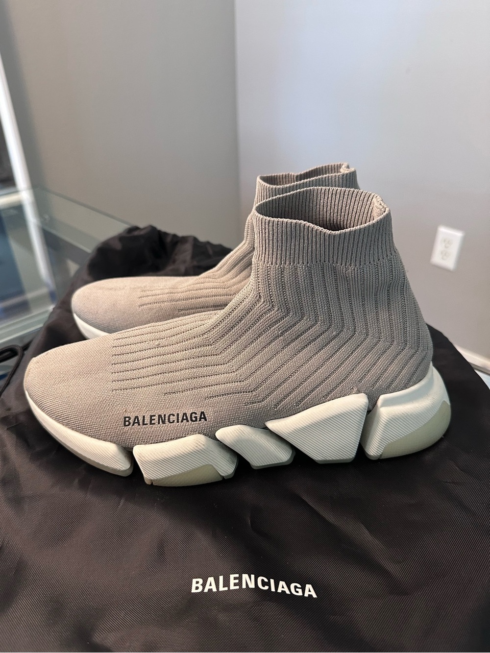 Balenciaga Knit Speed Trainer Gray Sneakers - Size 39